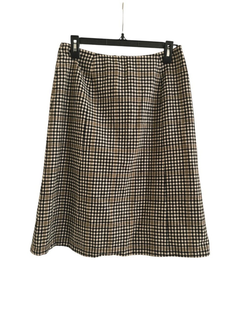 Vintage Pendleton 100% Wool Plaid A-Line Skirt Women's 16 Black Tan Fall Office